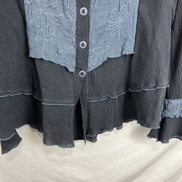 Elisa Cavaletti Lagenlook Boho Flowy Wool-Silk-Blend Blouse Womens Size S - Picture 3 of 13